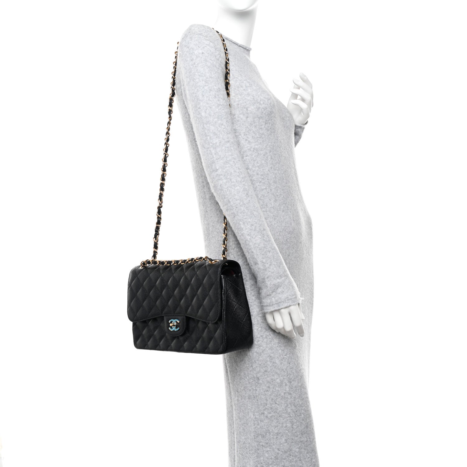 Chanel Caviar Quilted Jumbo Double Flap Black 2 of 12