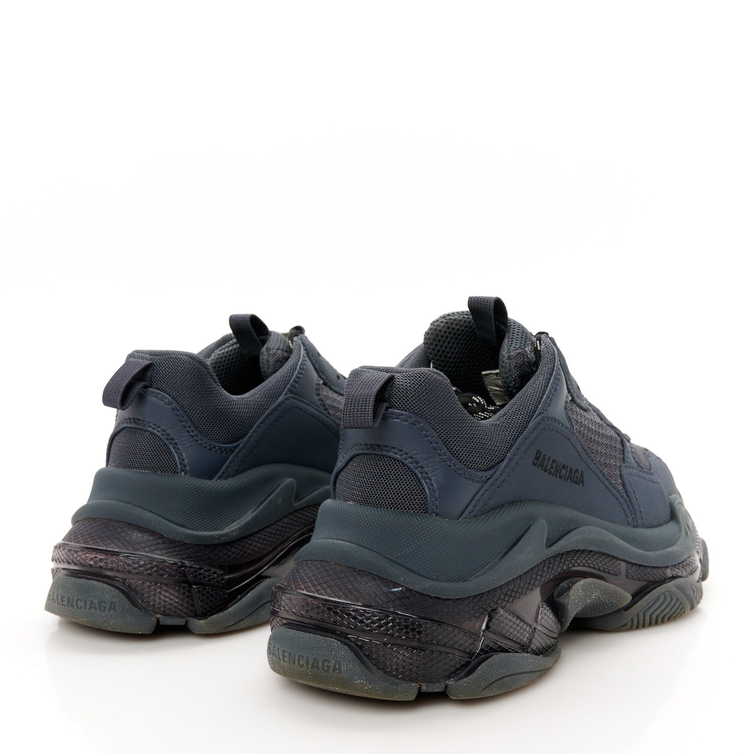 Balenciaga Fabric Mesh Clear Sole Womens Triple S Sneakers 38 Ombre Blue 5 of 9