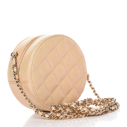 Chanel Caviar Quilted Round Clutch With Chain Beige 3 of 10