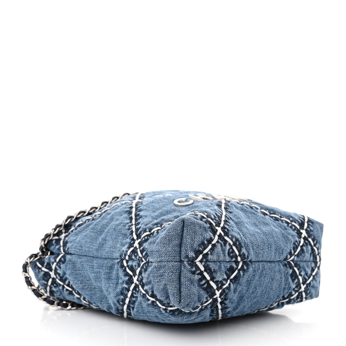 Denim Stitched Quilted Mini Chanel 22 Blue