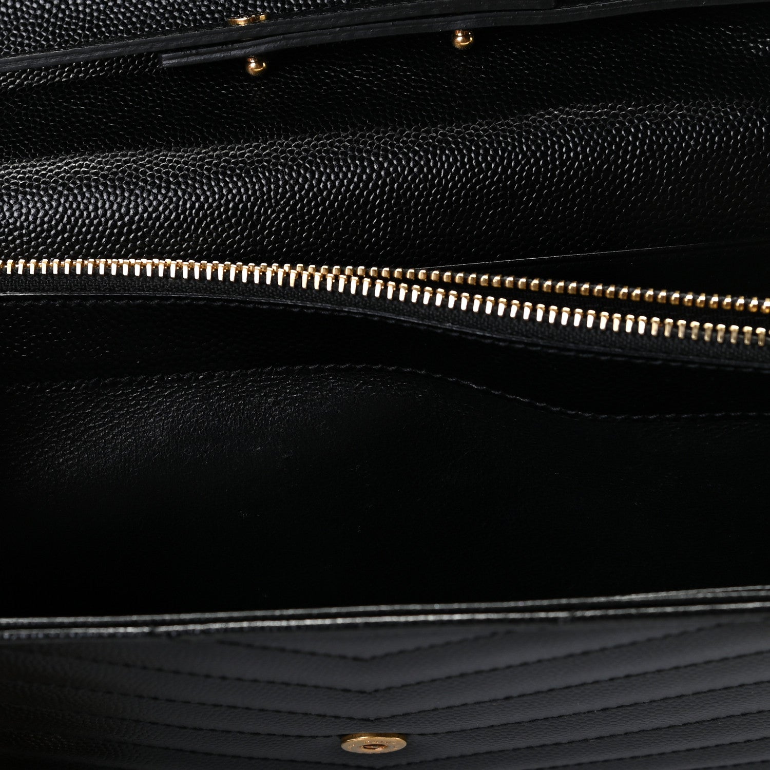 Saint Laurent Grain De Poudre Matelasse Chevron Monogram Chain Wallet Black 6 of 11