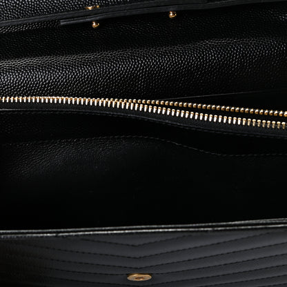 Saint Laurent Grain De Poudre Matelasse Chevron Monogram Chain Wallet Black 6 of 11