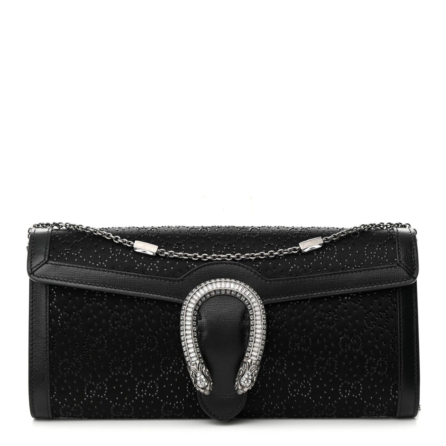 Satin Crystal Small Dionysus Shoulder Bag Black