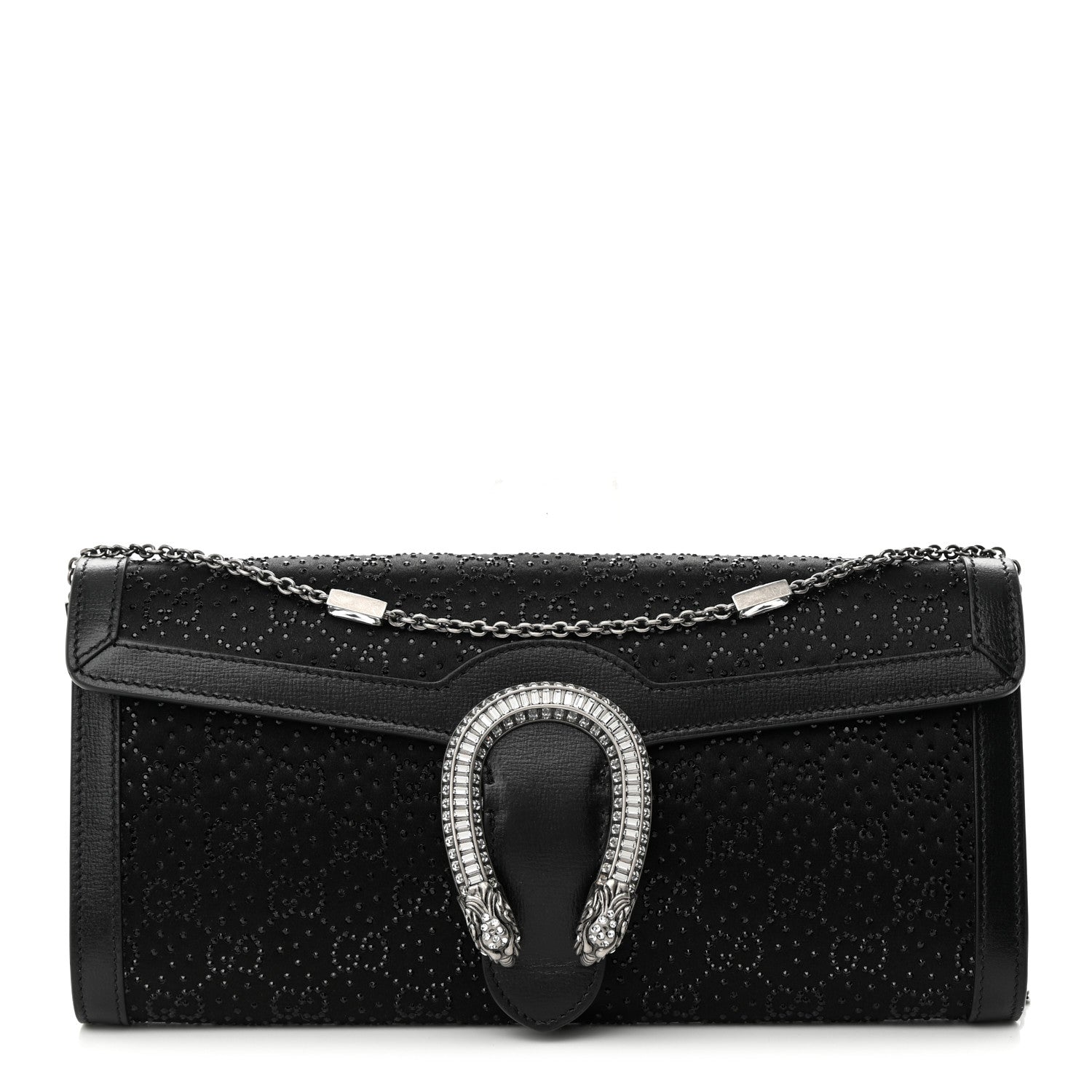 Gucci Satin Crystal Small Dionysus Shoulder Bag Black 1 of 11