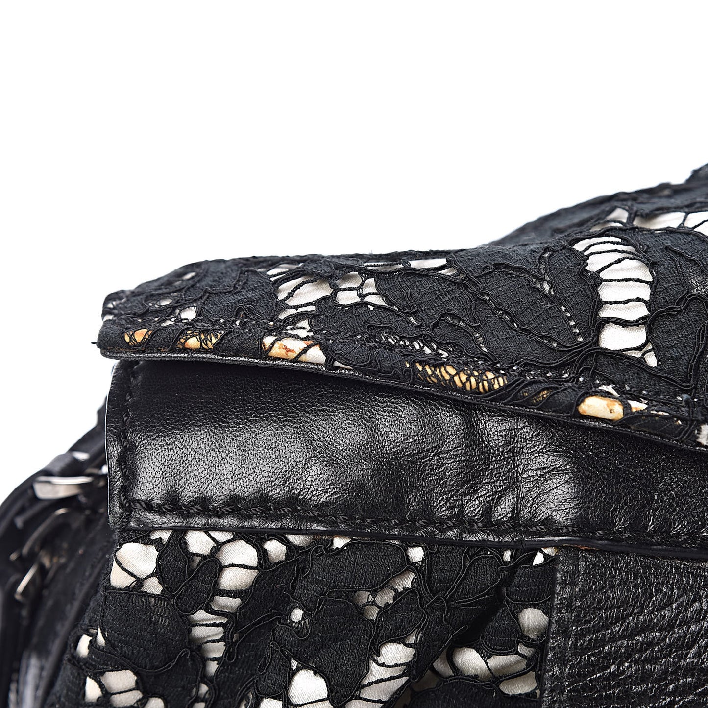 Satin Lace Satchel Black