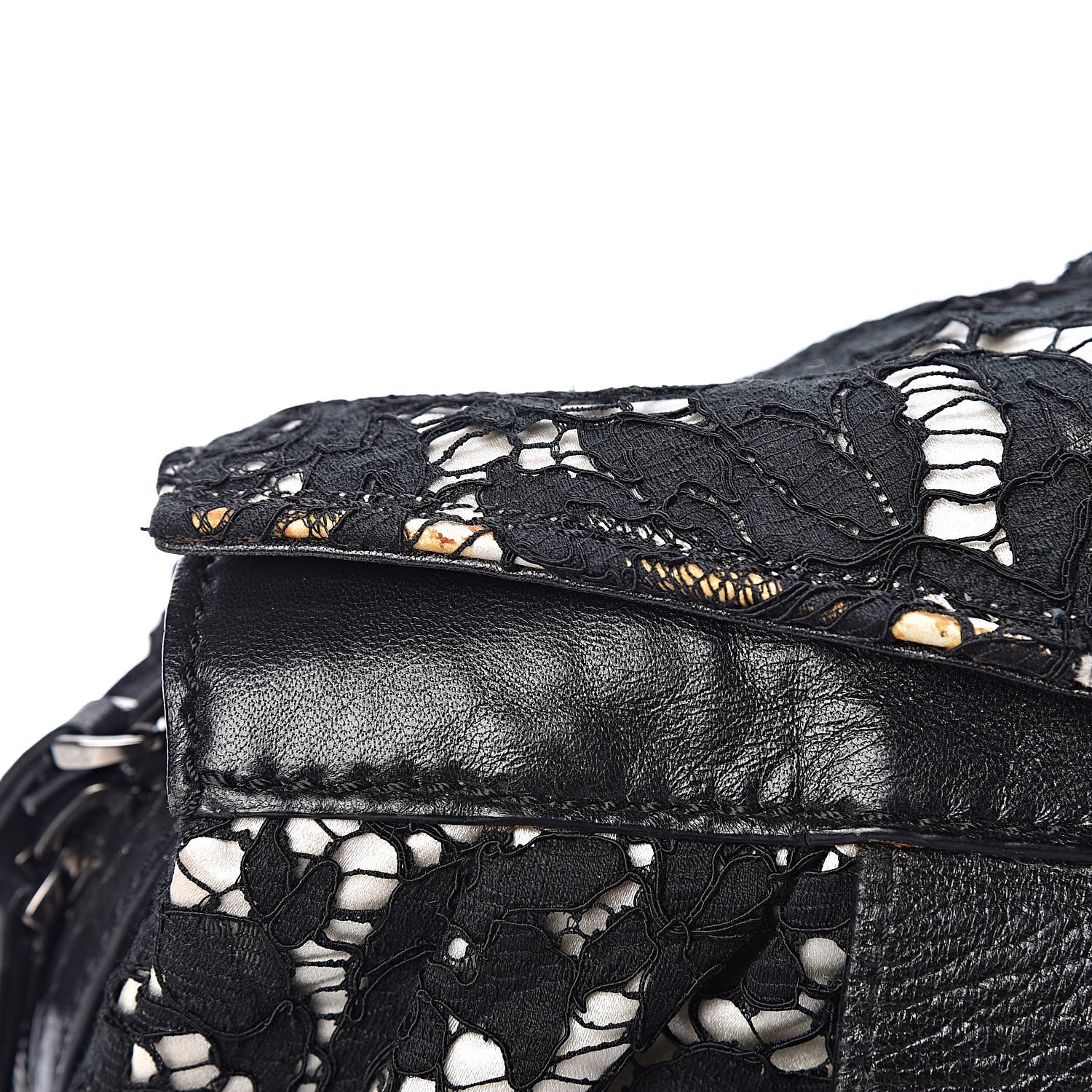 Valentino Garavani Satin Lace Satchel Black 12 of 20