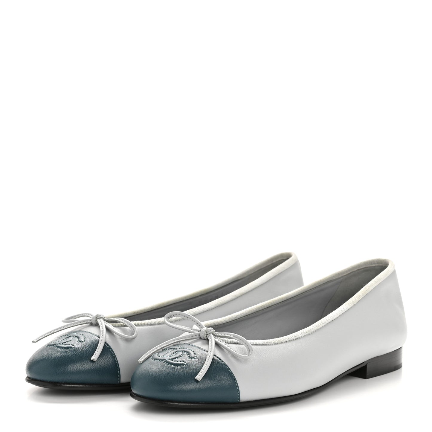 Lambskin Cap Toe CC Ballerina Flats 36.5 Light Blue Turquoise