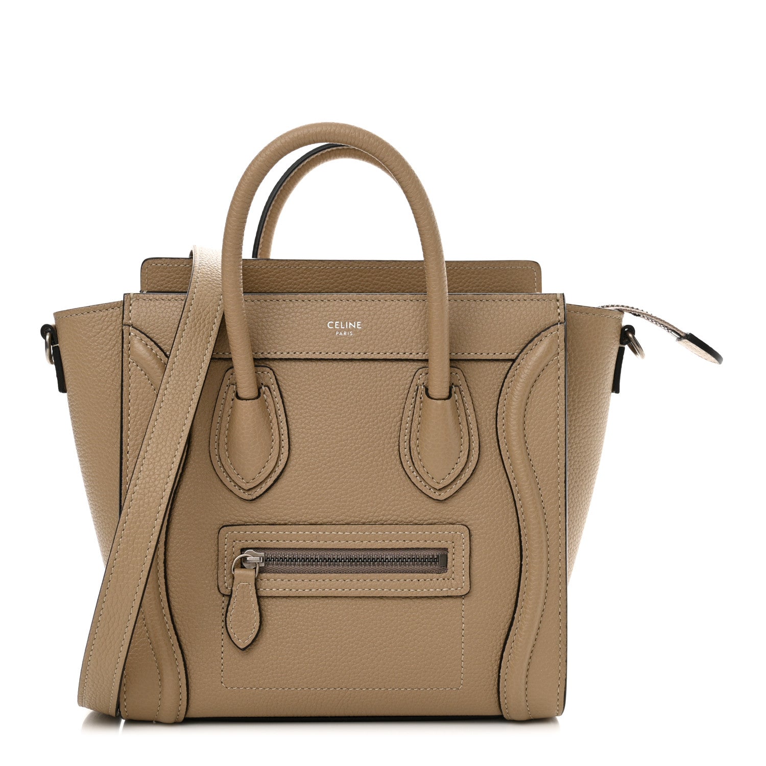 Celine Drummed Calfskin Nano Luggage Dune 1 of 14