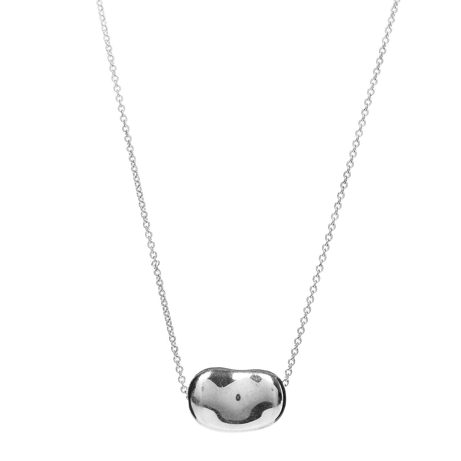 Tiffany Sterling Silver 20mm Elsa Peretti Bean Pendant Necklace 1 of 7
