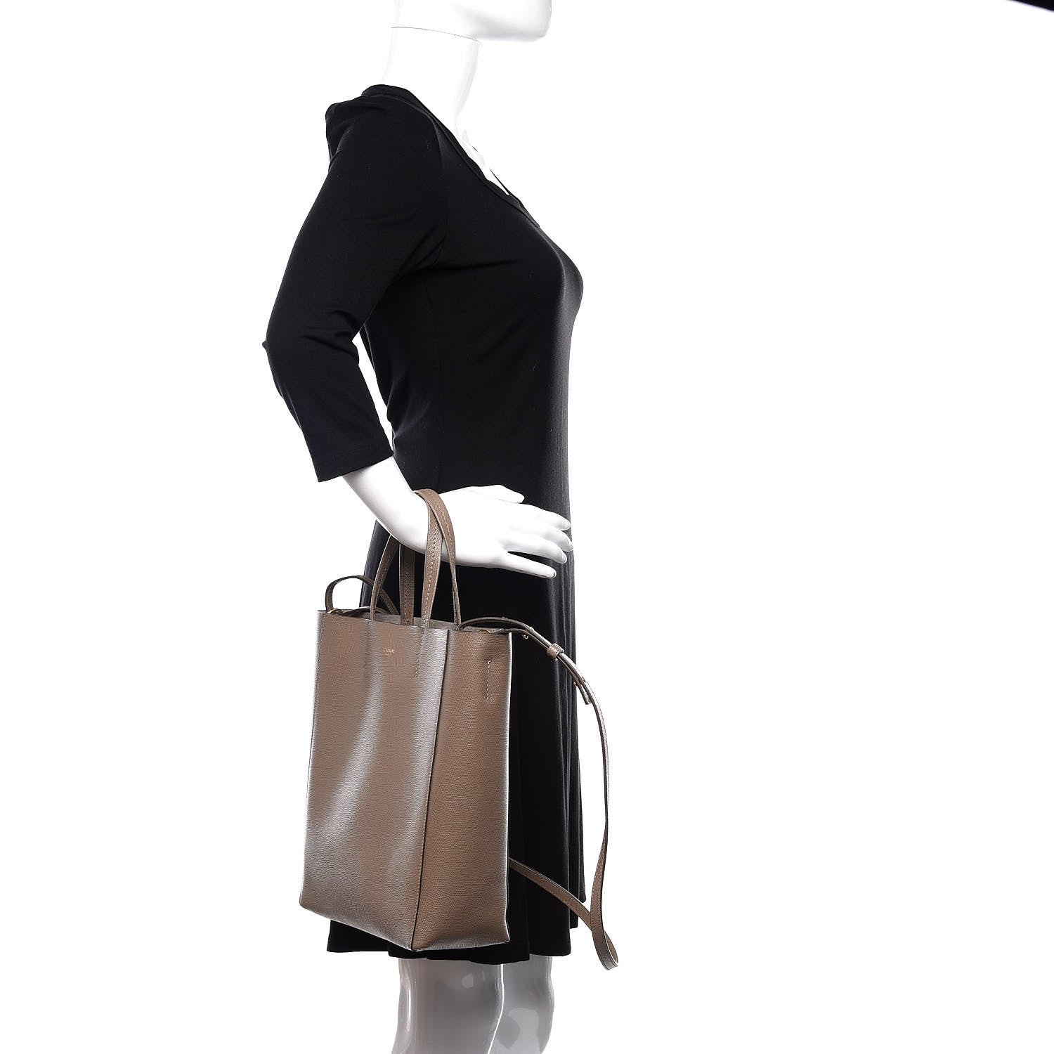 Celine Grained Calfskin Small Vertical Cabas Taupe 2 of 10