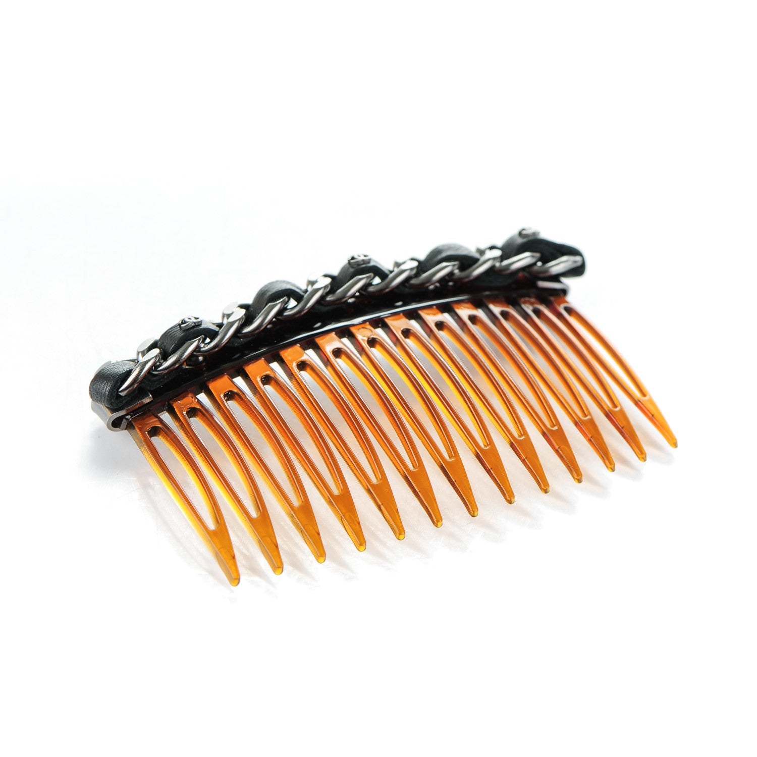 Chanel Lambskin Chain Small CC Hair Comb Black 5 of 6