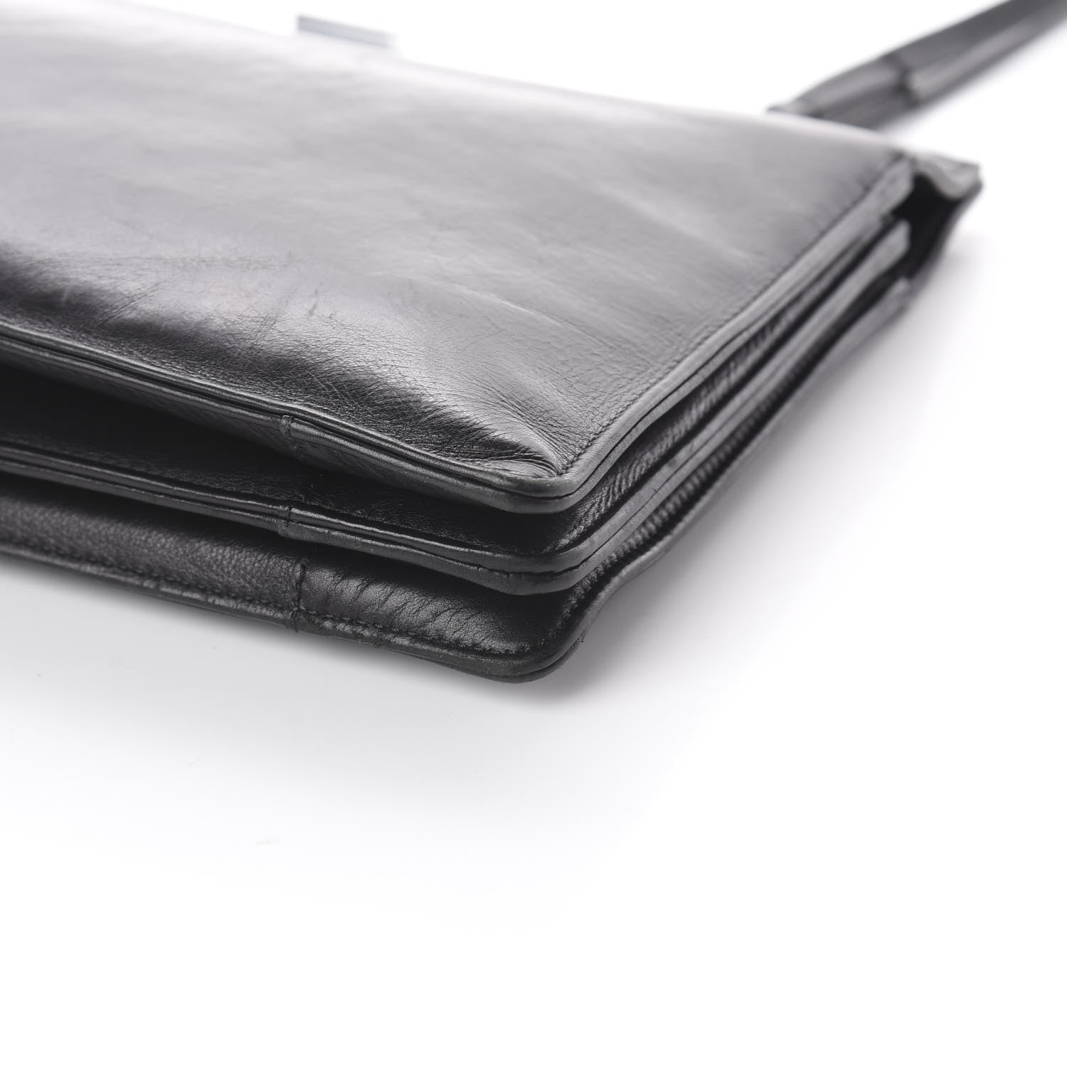 Celine Shiny Paperweight Calfskin Medium Clasp Shoulder Bag Black 6 of 8