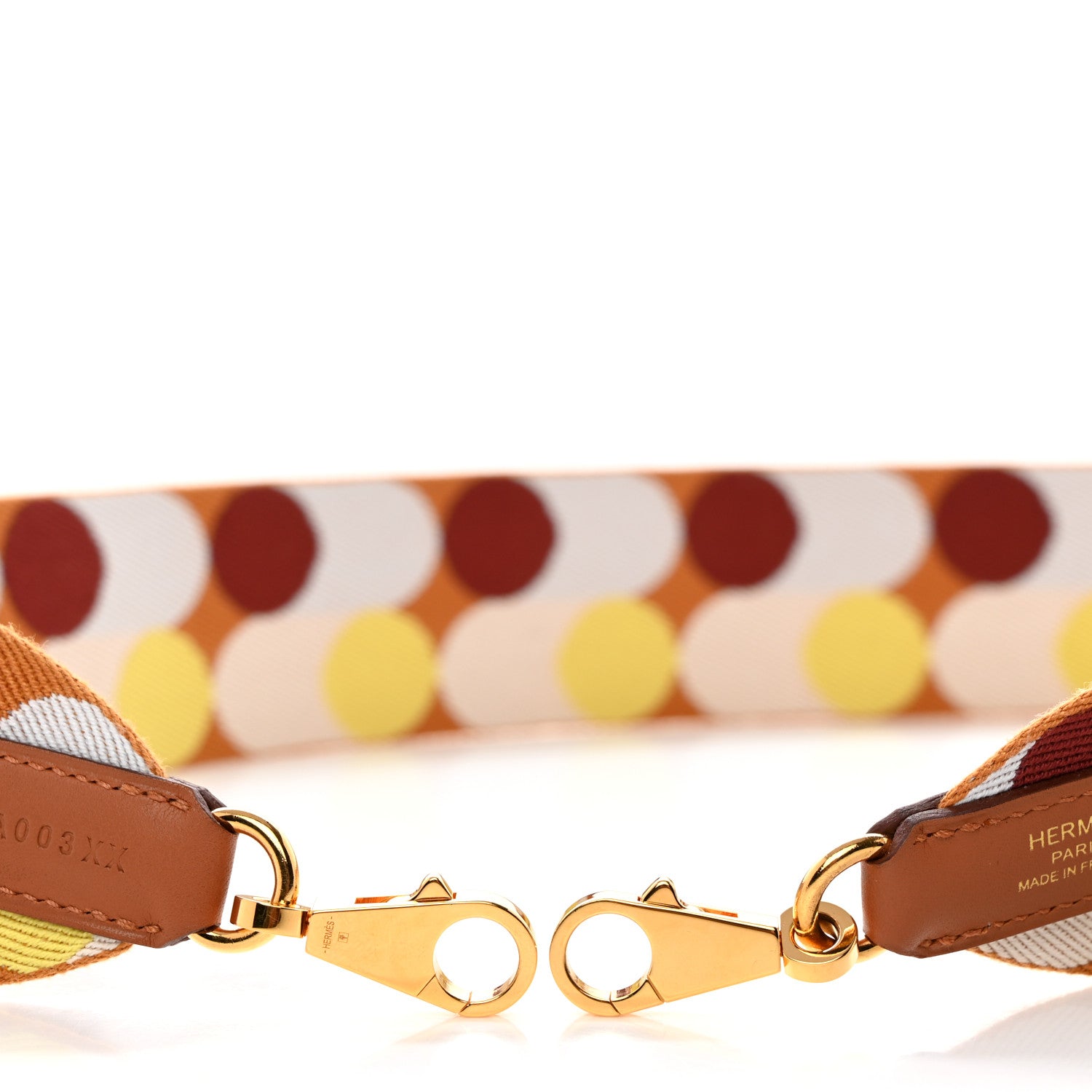 Hermes Toile Swift 50mm Sangle Flipperball Shoulder Strap Caramel Nata Gold 5 of 5