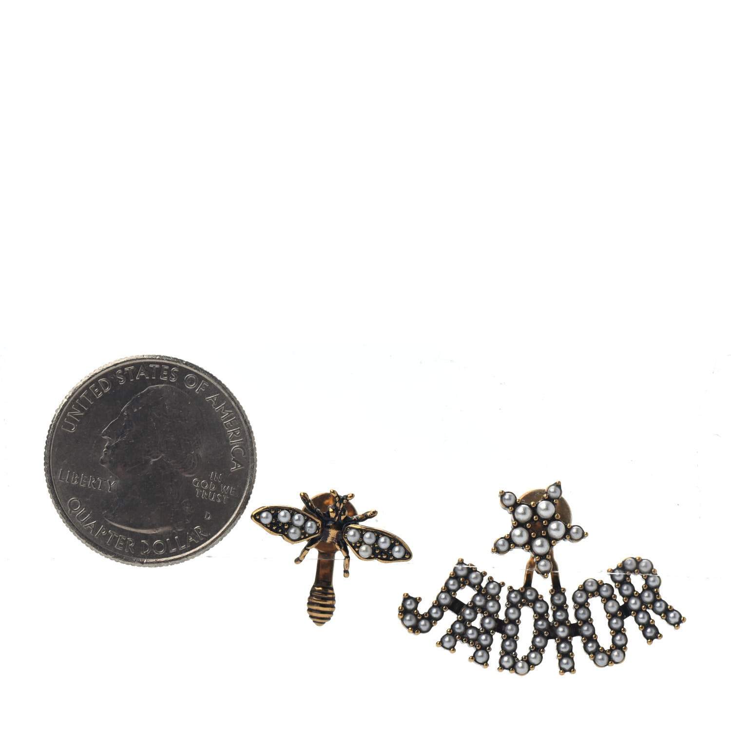 Christian Dior Metal Pearl J'adior Earrings Aged Gold 2 of 4