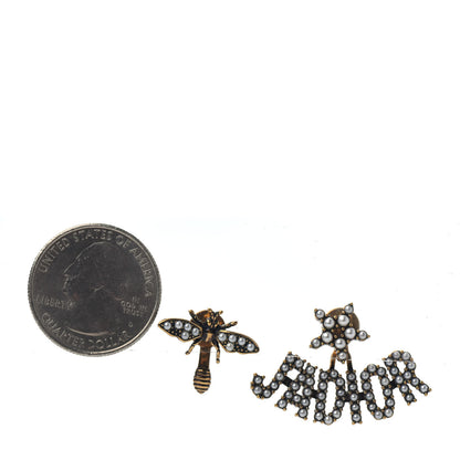 Christian Dior Metal Pearl J'adior Earrings Aged Gold 2 of 4