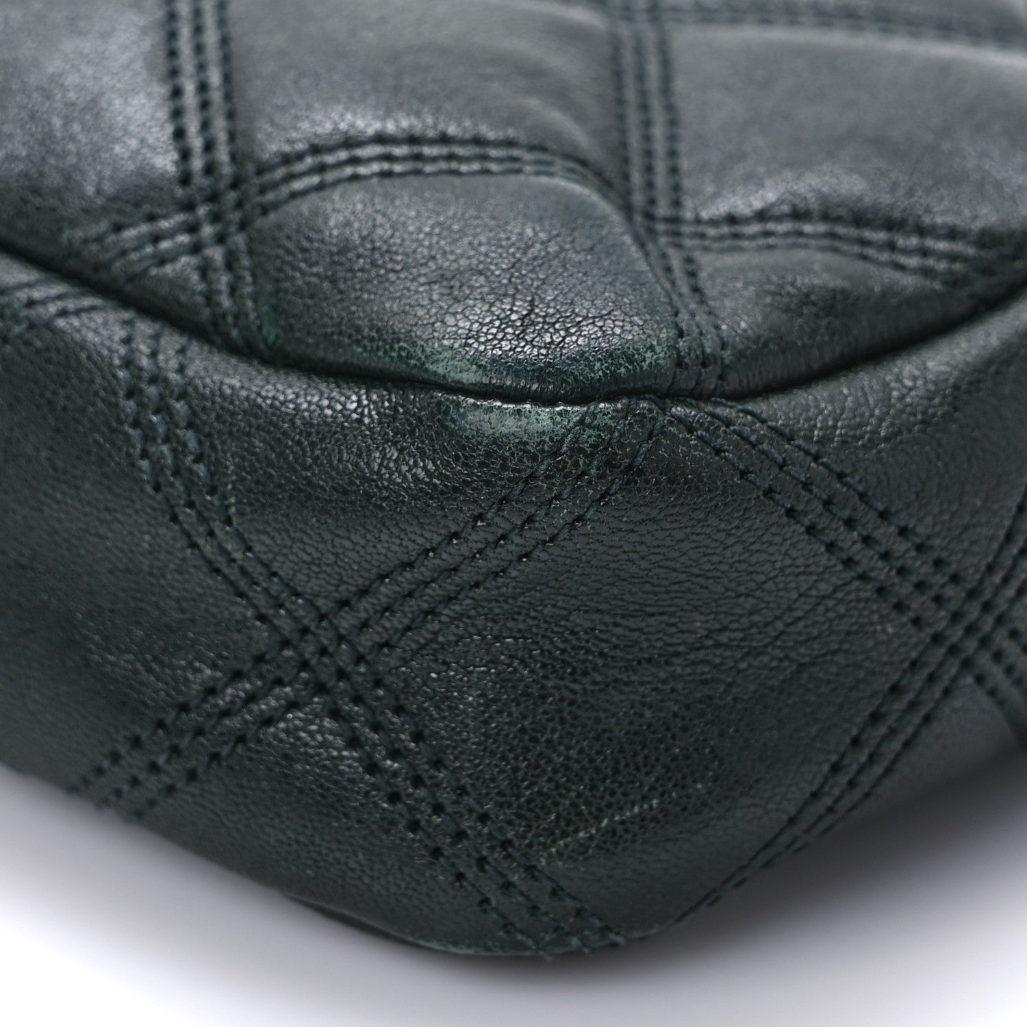 Saint Laurent Grained Lambskin Quilted Mini Becky Double Zip Bag Dark Green 8 of 11