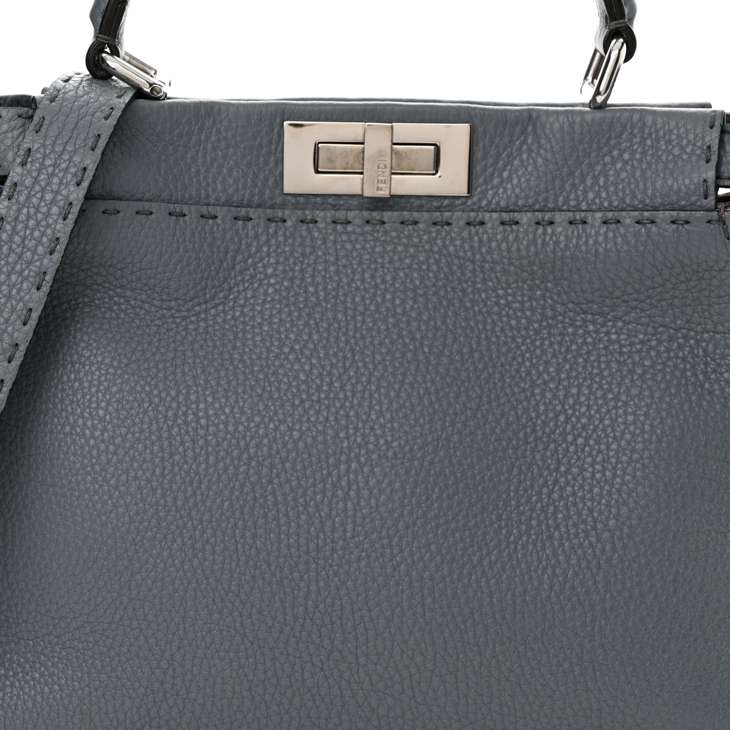 Fendi Cuoio Romano Selleria Bi-Color Medium Peekaboo Iconic Satchel Nube Bordeaux 8 of 11