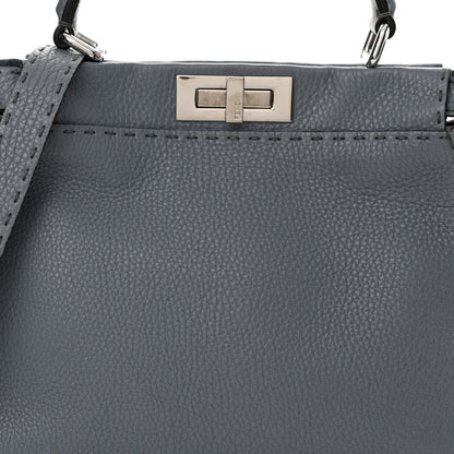 Fendi Cuoio Romano Selleria Bi-Color Medium Peekaboo Iconic Satchel Nube Bordeaux 8 of 11