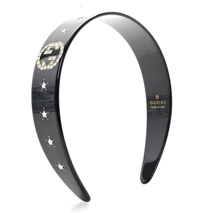 Gucci Resin Crystal Interlocking G Headband Black 4 of 5