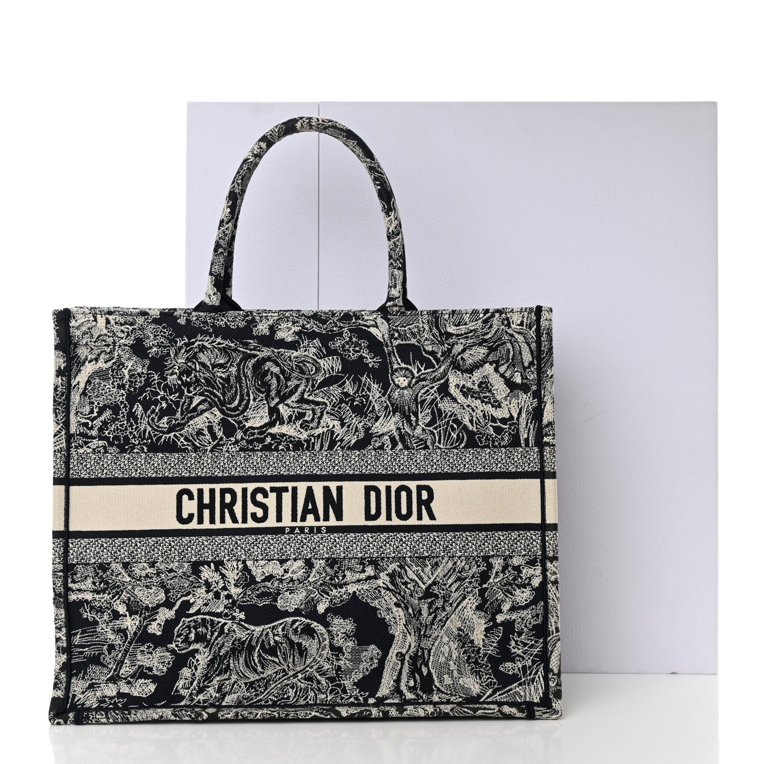 Christian Dior Canvas Embroidered Large Dioriviera Toile De Jouy Reverse Book Tote Blue 12 of 12
