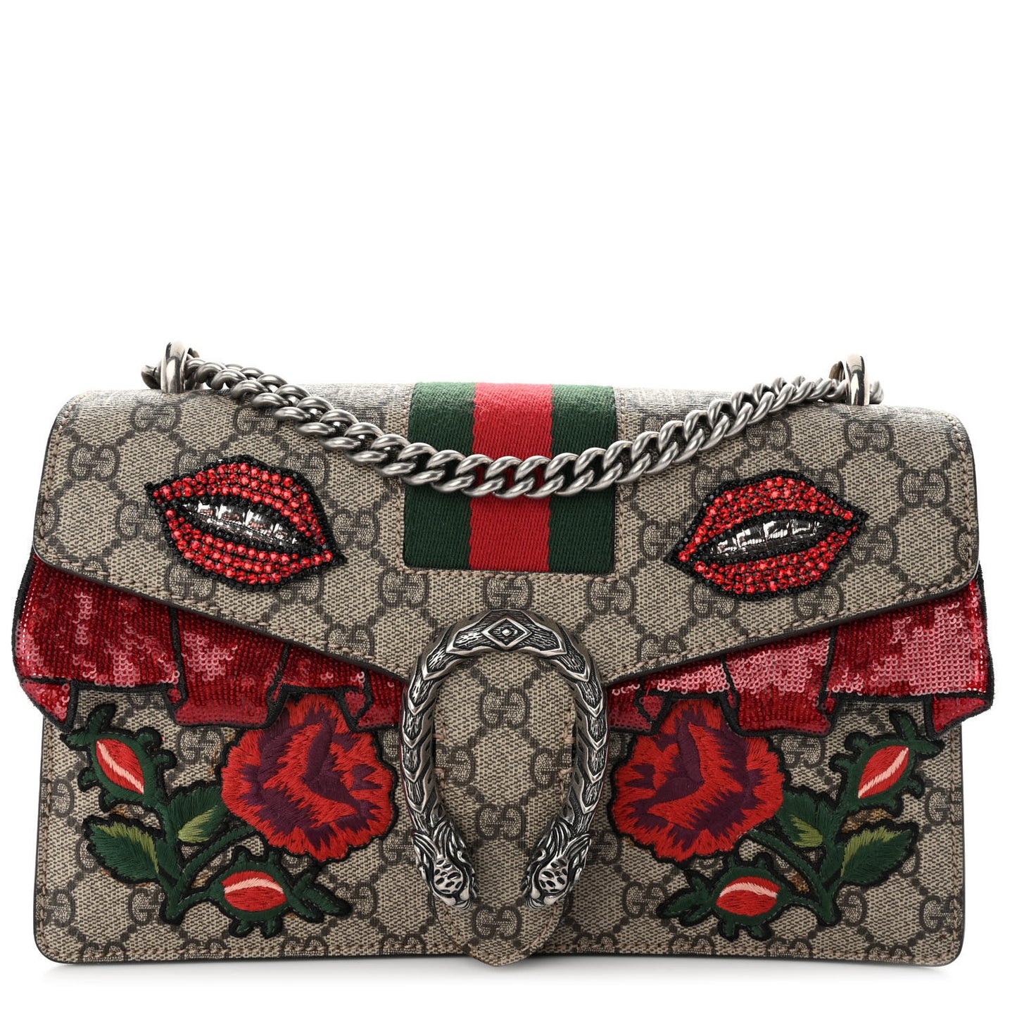 GG Supreme Monogram Web Floral Embroidered Small Dionysus Shoulder Bag