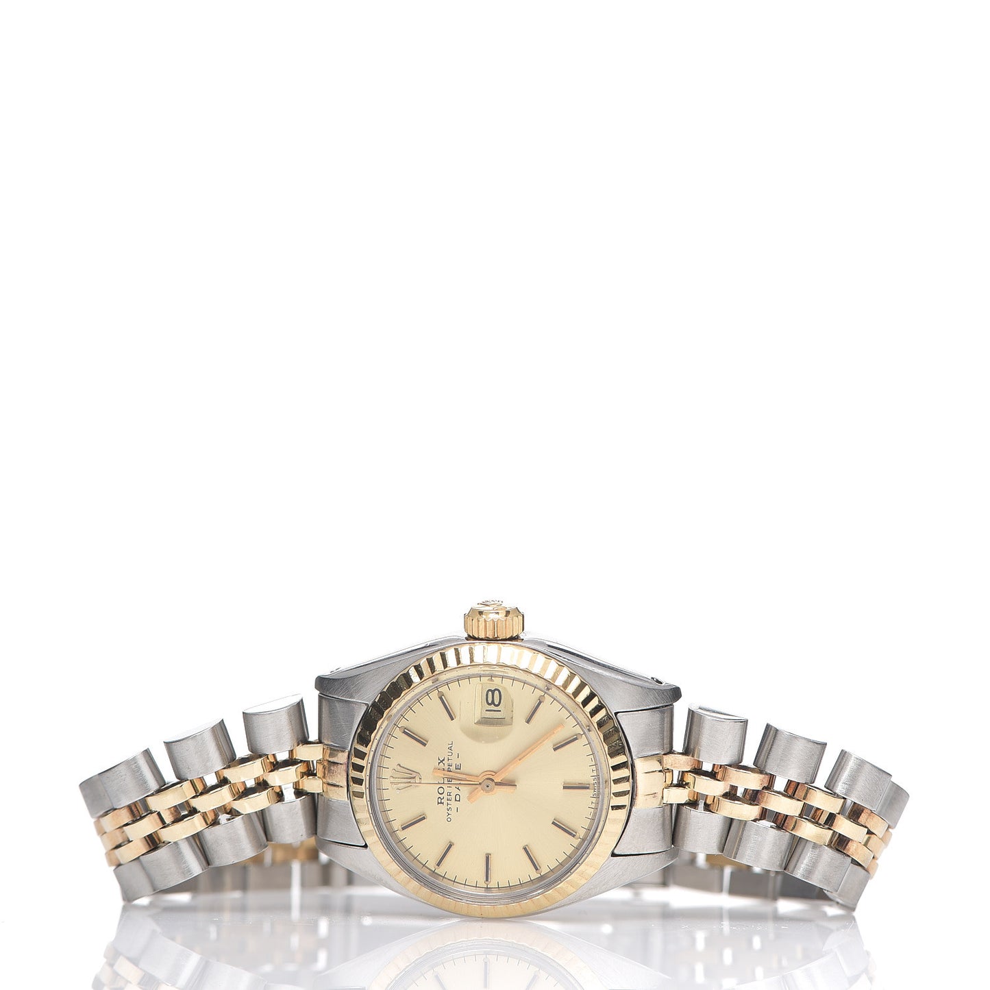Stainless Steel 18K Yellow Gold 26mm Oyster Perpetual Date Watch Champagne 69173