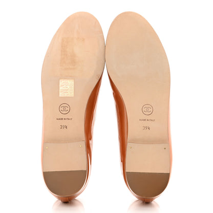 Chanel Patent Calfskin CC Cap Toe Ballerina Flats 39.5 Beige Fonce 5 of 8