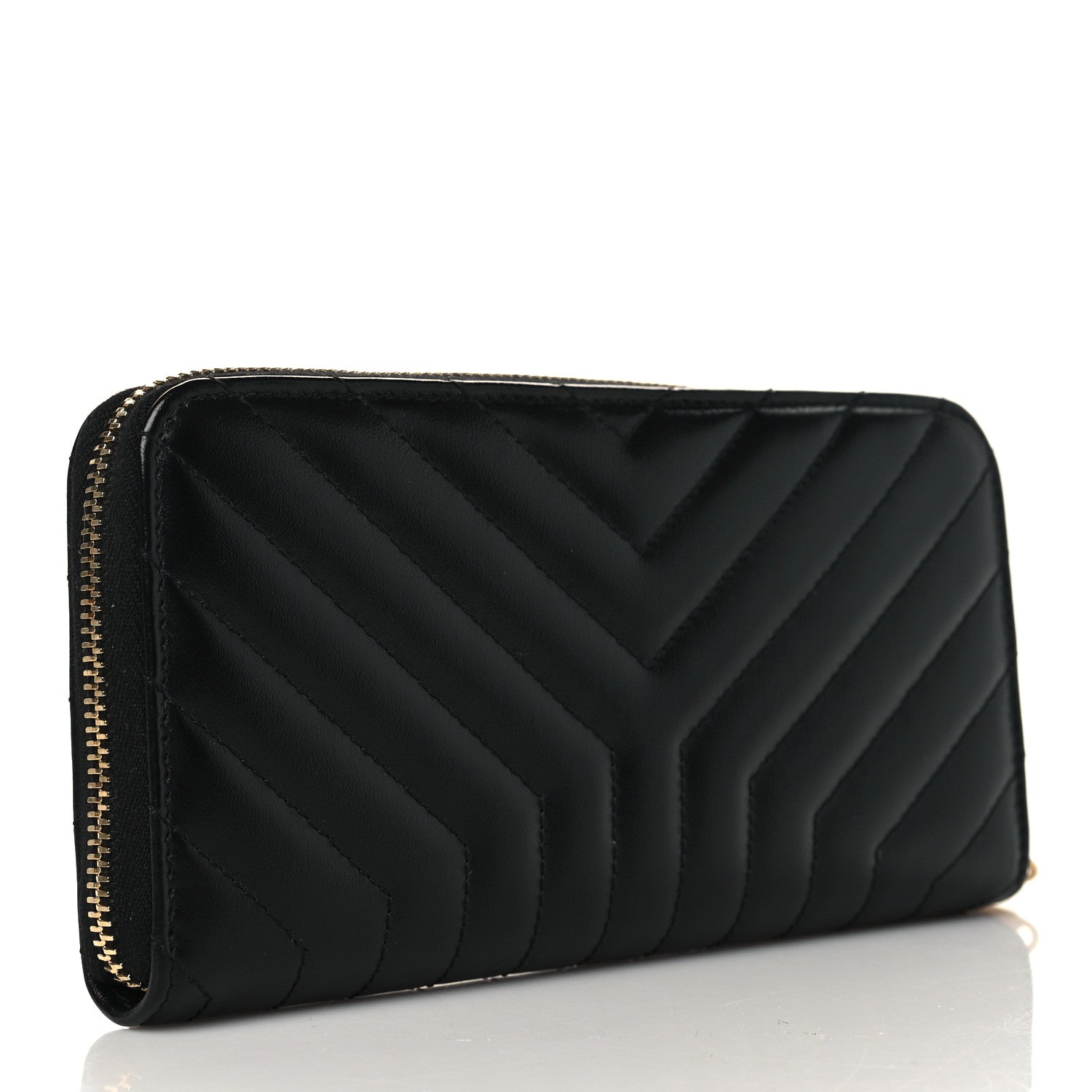 Saint Laurent Calfskin Y Quilted Joan Zip Around Wallet Black 3 of 7