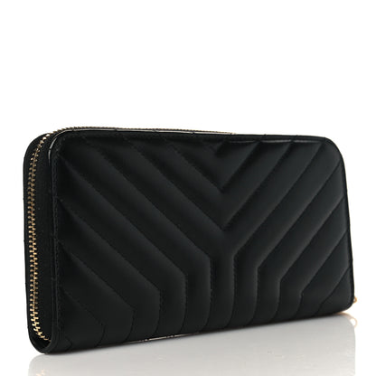 Saint Laurent Calfskin Y Quilted Joan Zip Around Wallet Black 3 of 7
