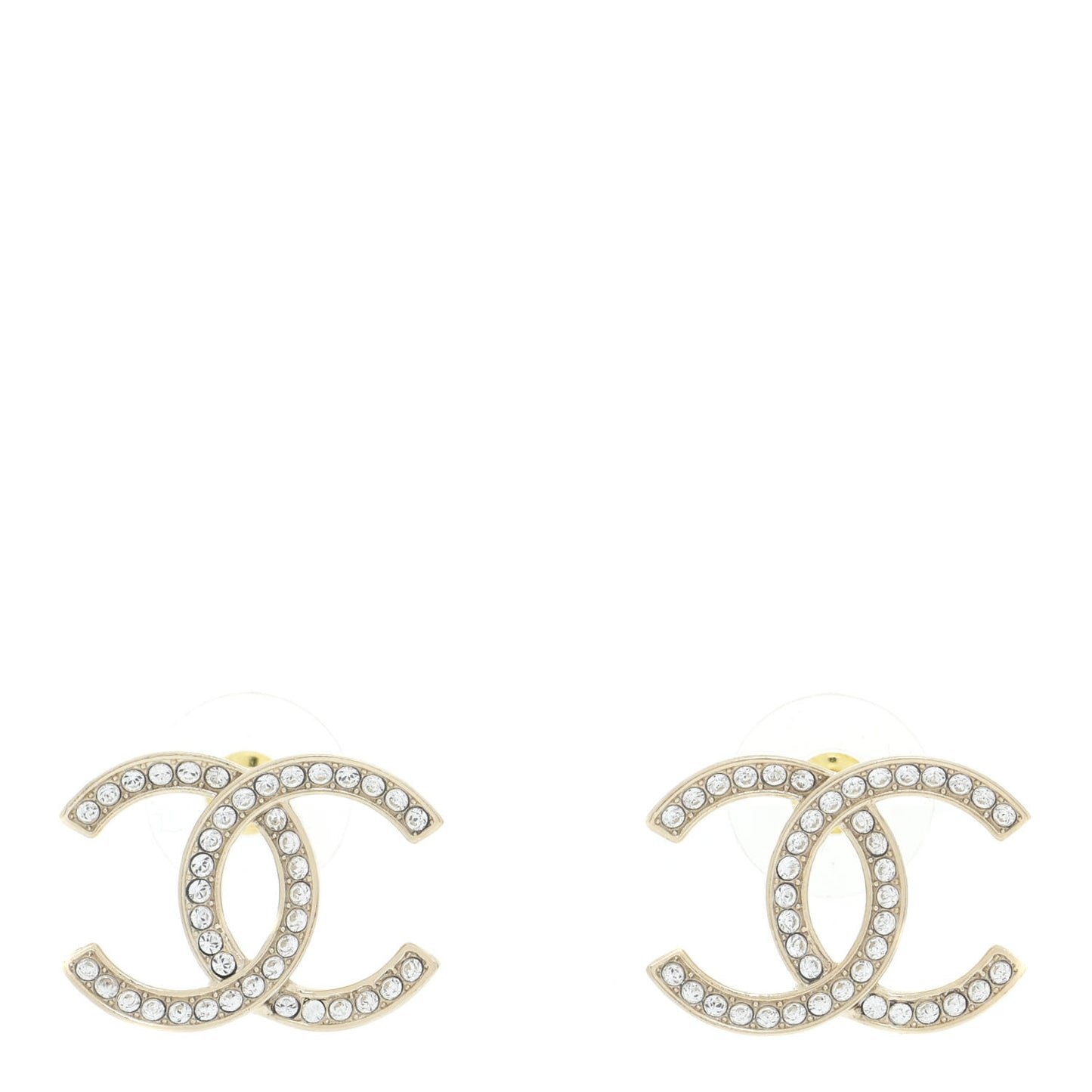 Crystal Large CC Earrings Gold