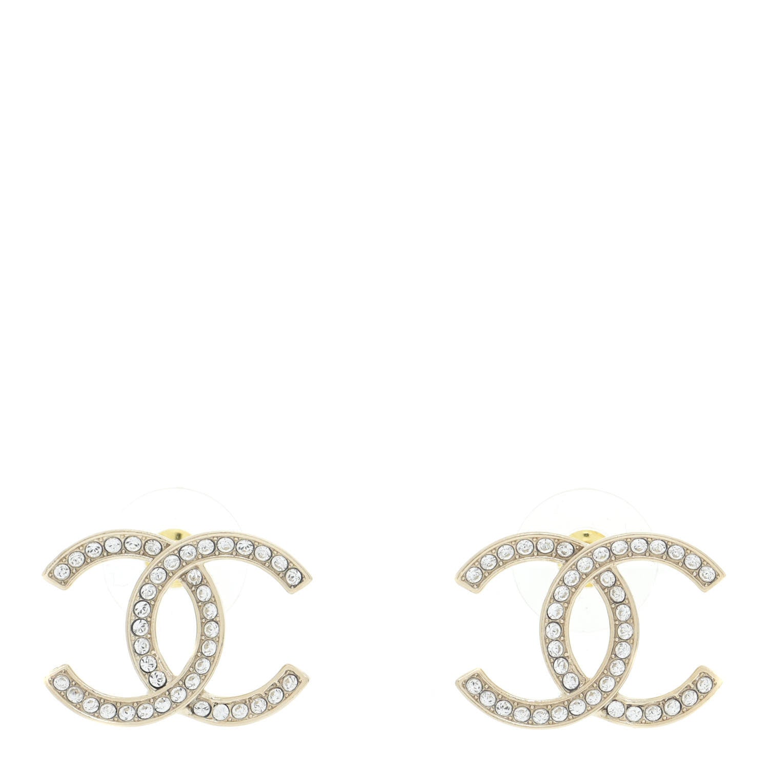 Chanel Crystal Large CC Earrings Gold 1 of 5