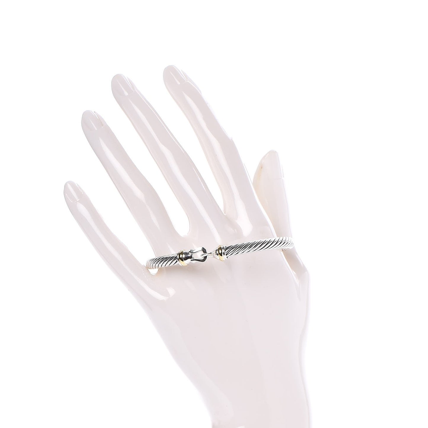 Sterling Silver 18K Yellow Gold 5mm Cable Classic Buckle Bracelet