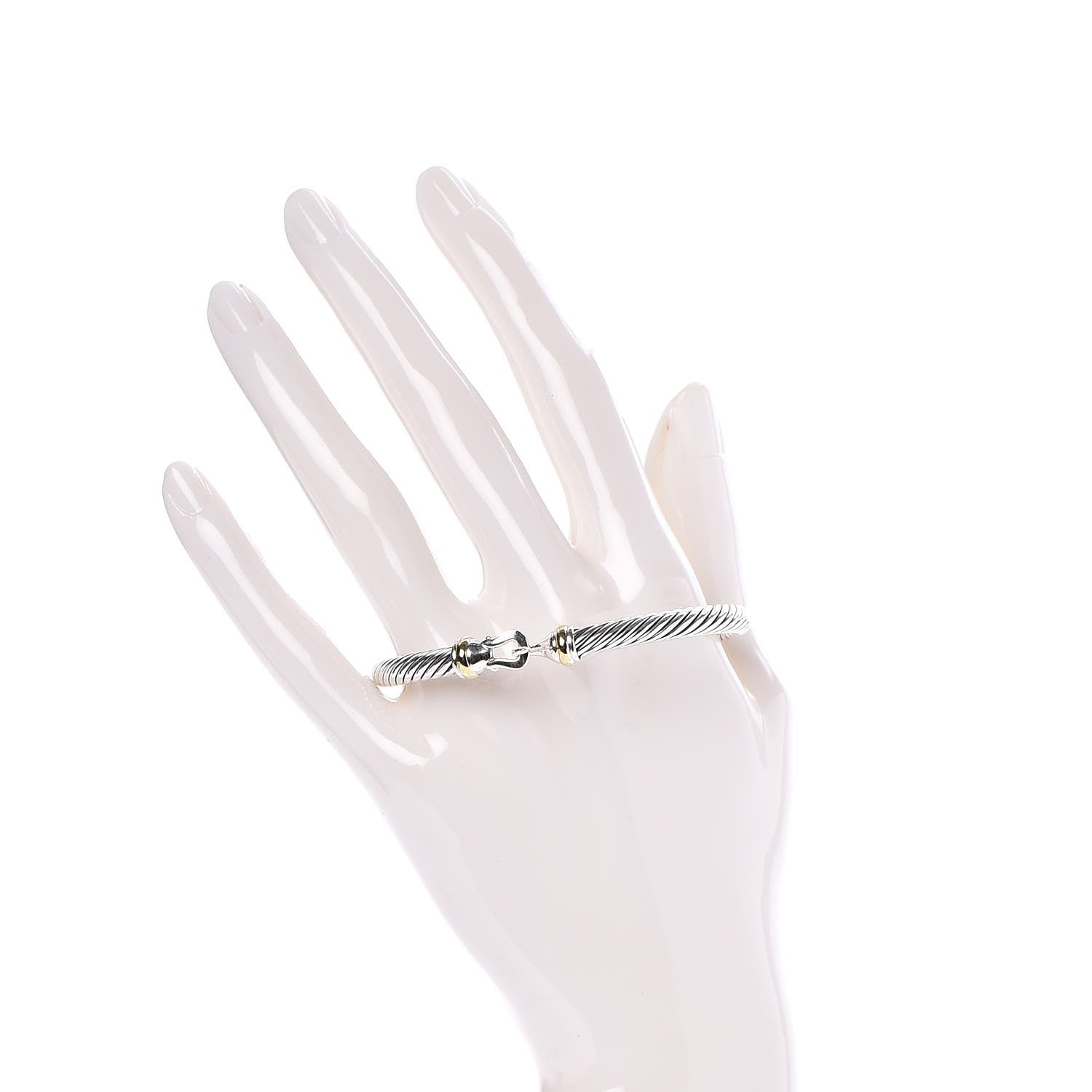 David Yurman Sterling Silver 18K Yellow Gold 5mm Cable Classic Buckle Bracelet 2 of 4