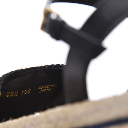 Gucci Cotton Malaga Kid Crochet Pearly GG Lilibeth Espadrille Platform Sandals 38.5 Black 10 of 12