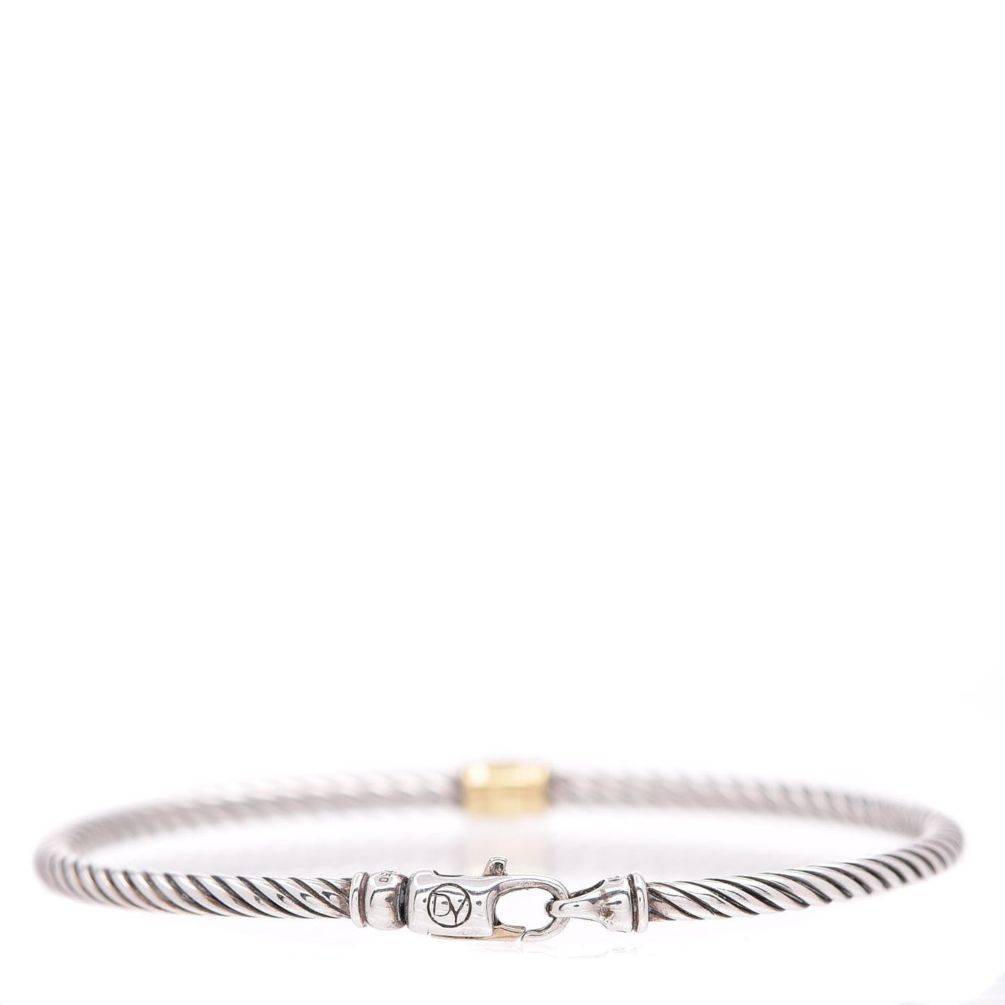 Sterling Silver 18K Yellow Gold Diamond 3mm Single Station Bracelet