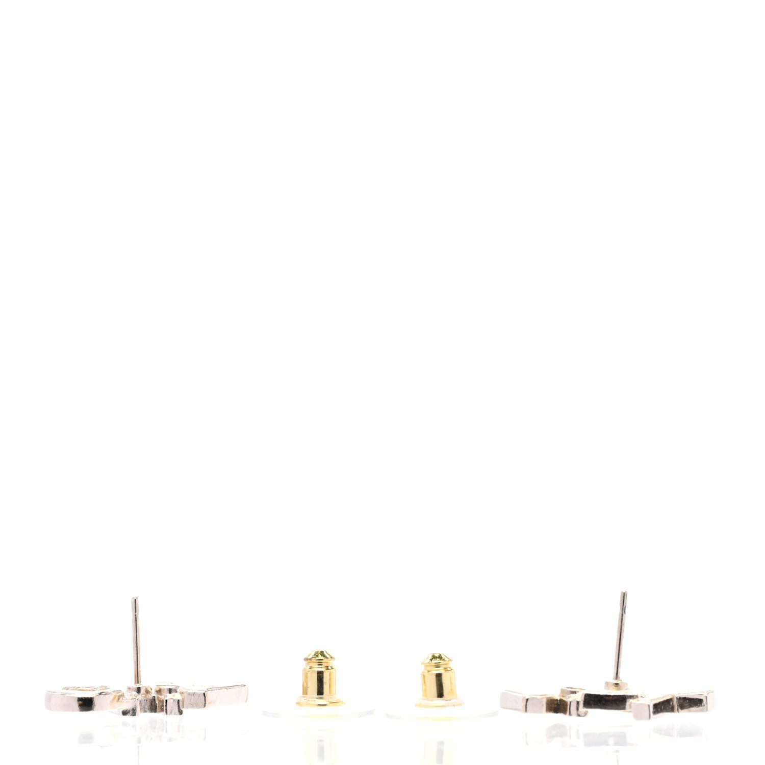 Chanel Crystal Cha-Nel Logo Earrings Gold 3 of 5