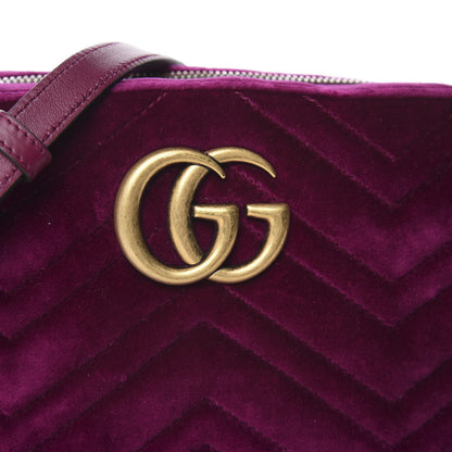 Gucci Velvet Matelasse Small GG Marmont Chain Shoulder Bag Fuchsia Violet Cyclamen 9 of 10