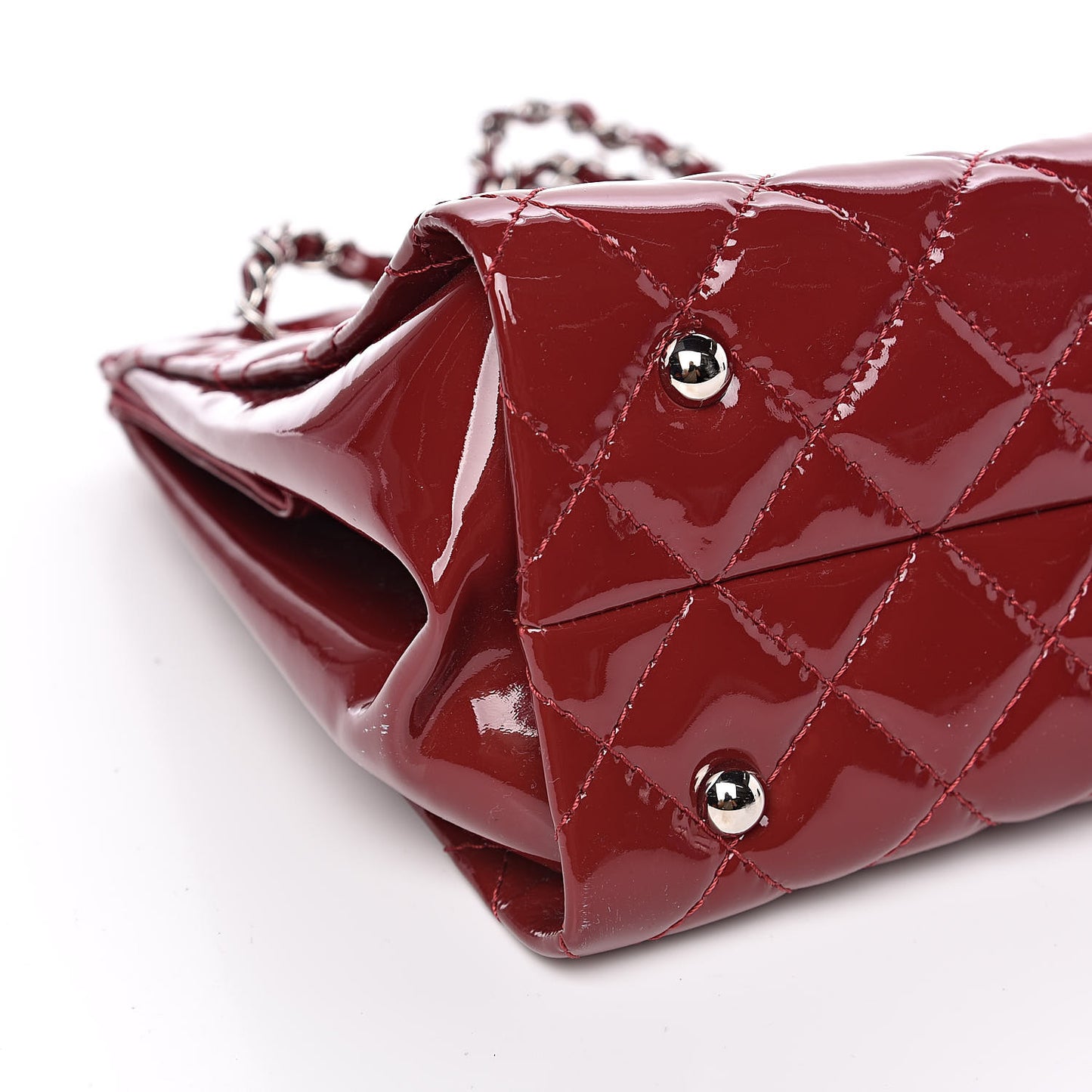 Patent Quilted Timeless CC Shopping Tote Red