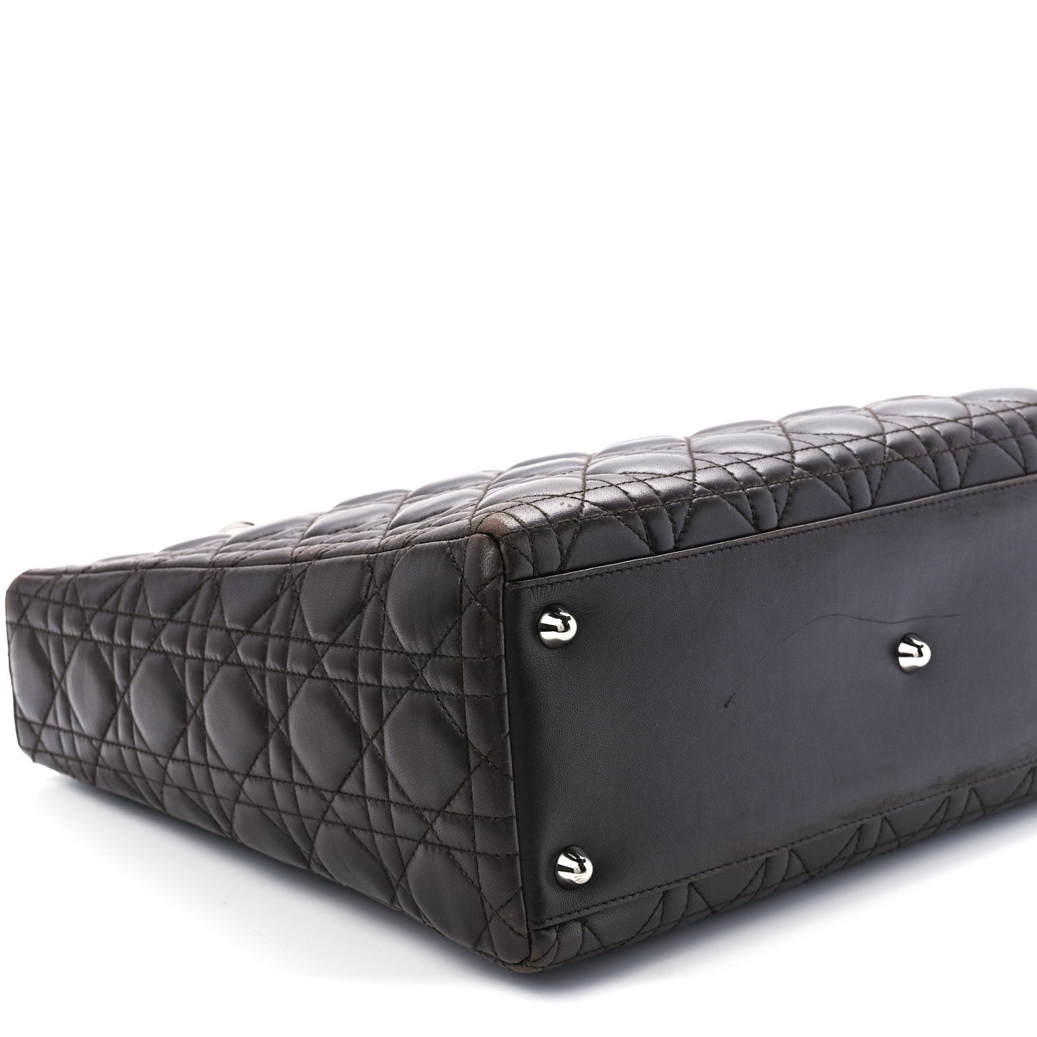 Christian Dior Lambskin Cannage Large Lady Dior Dark Brown 10 of 11