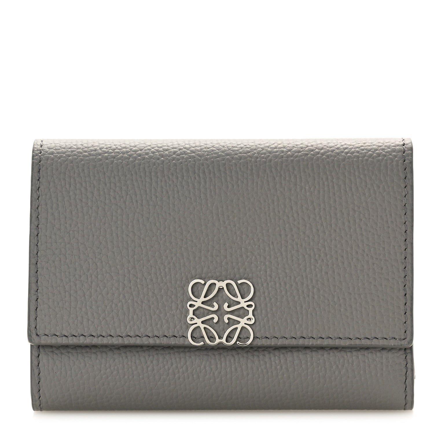 Loewe Pebble Grain Calfskin Anagram Small Vertical Wallet Grey 1 of 7