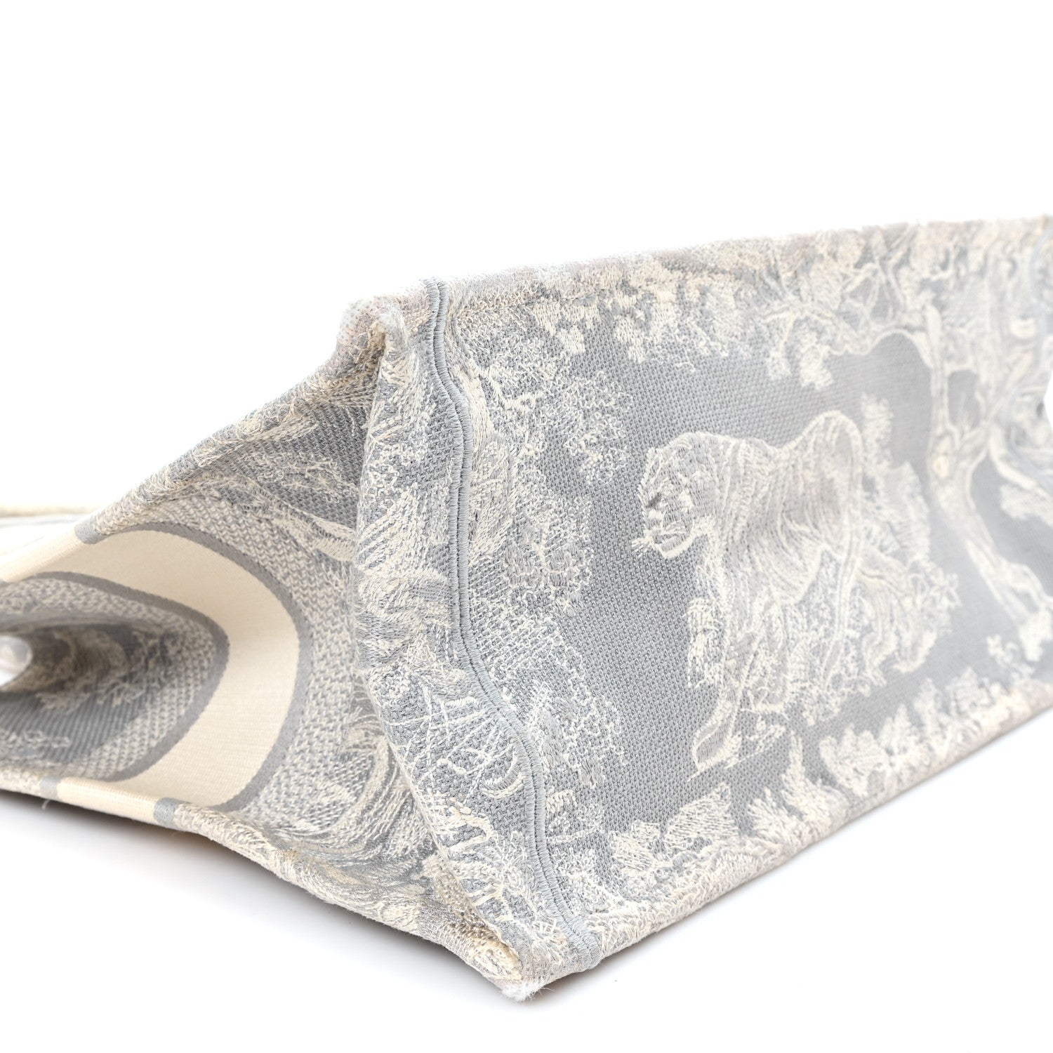 Christian Dior Canvas Embroidered Medium Dioriviera Toile De Jouy Reverse Book Tote Gray 10 of 12