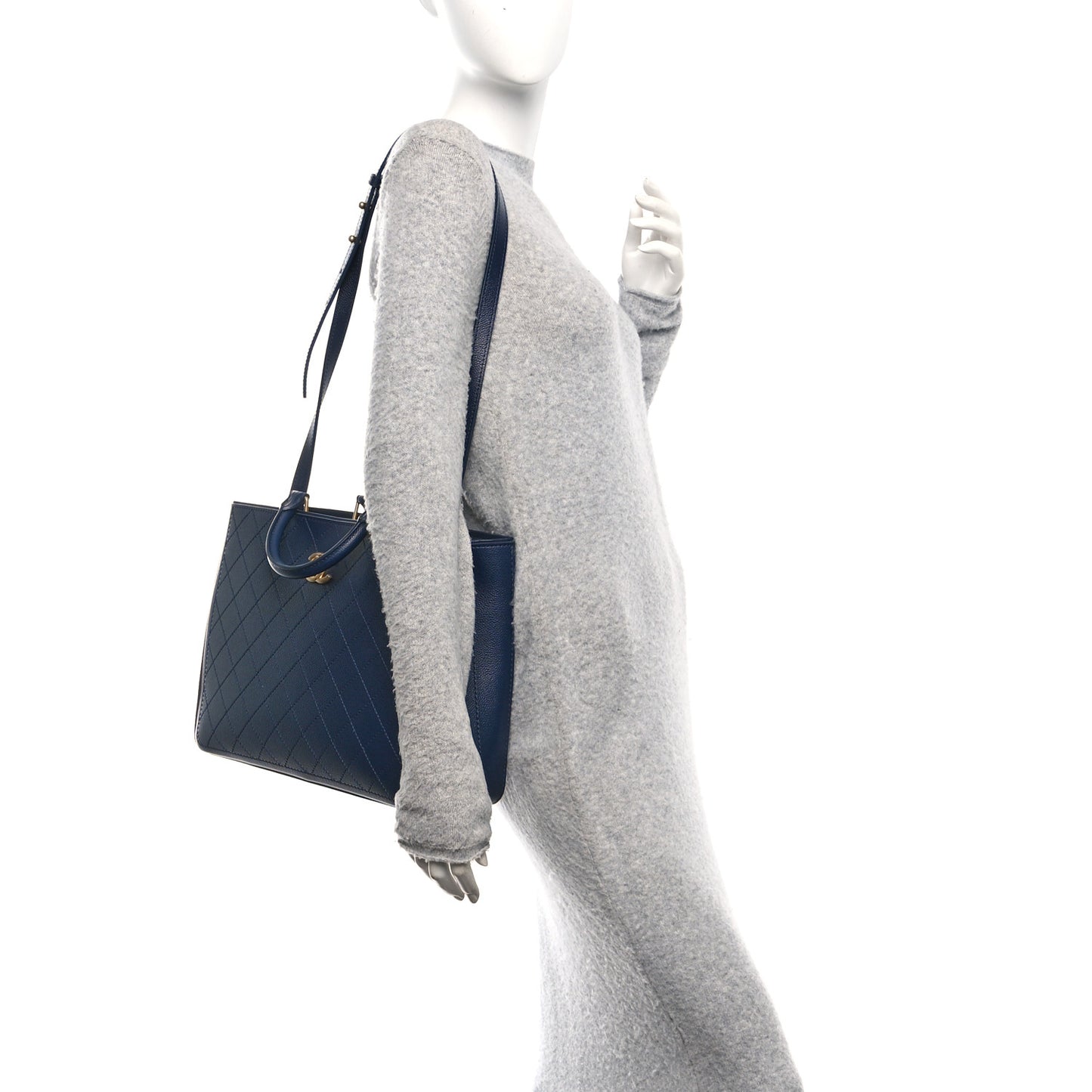 Bullskin Stitched Bi-Color Large Shopping Tote Blue