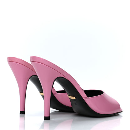 Gucci Polished Calfskin Scarlet Mid Heel Slide Sandals 36 Pink Plexi 4 of 10