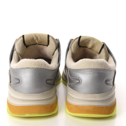 Gucci Metallic Calfskin Suede Womens Ultrapace Sneakers 37 Silver Oatmeal 5 of 10
