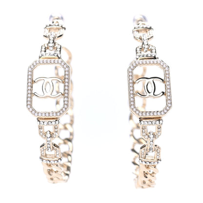 Chanel Crystal CC Vendome Hoop Earrings Gold 1 of 4