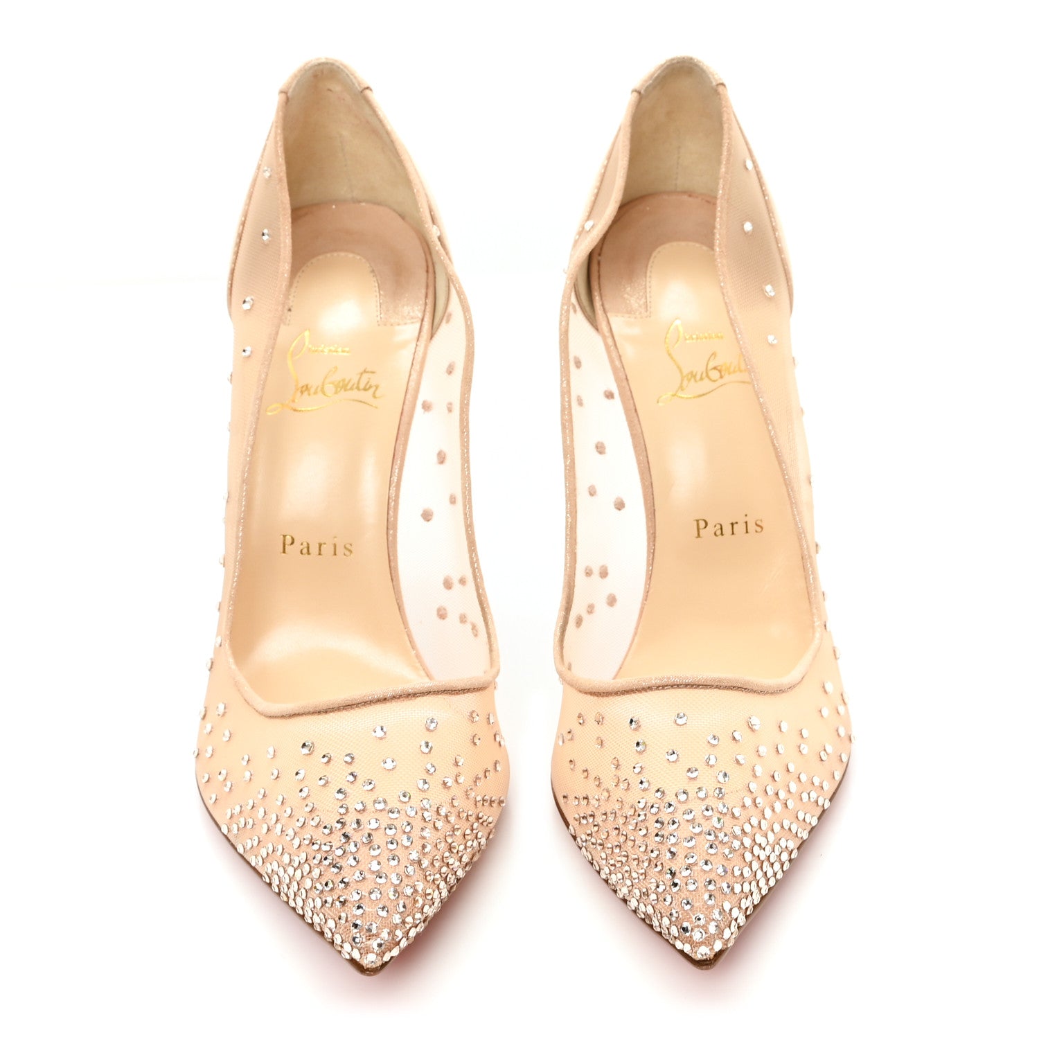 Christian Louboutin Suede Lame Crystal Strass Follies 100 Pumps  41 Light Silk 3 of 9