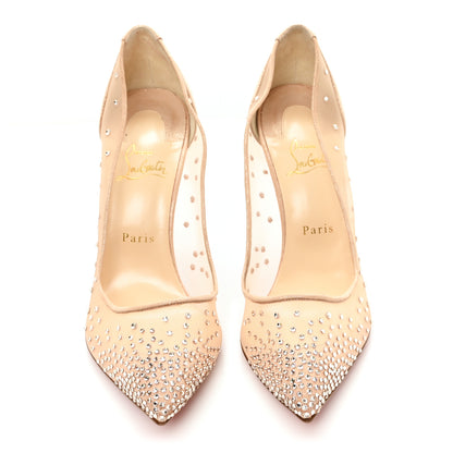 Christian Louboutin Suede Lame Crystal Strass Follies 100 Pumps  41 Light Silk 3 of 9