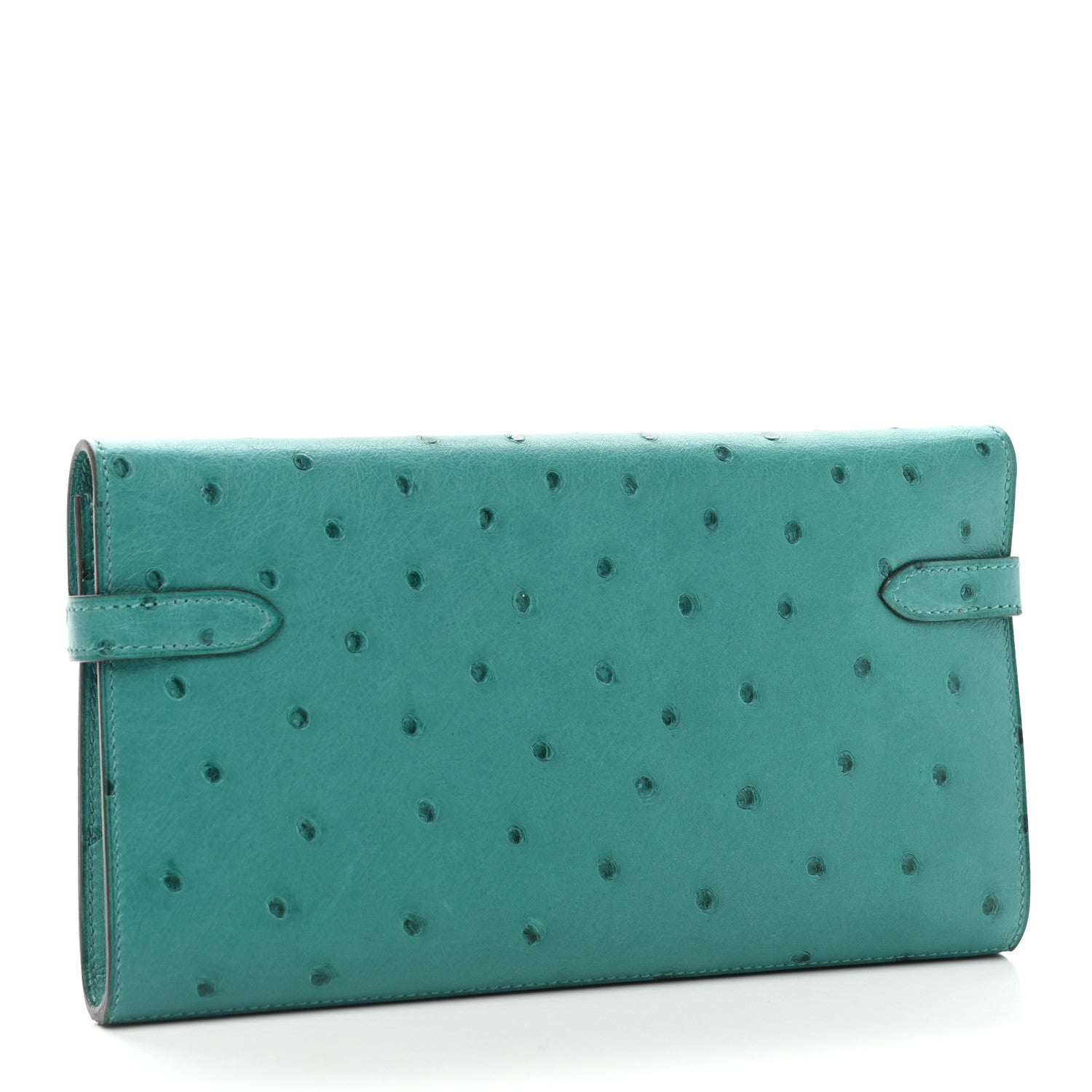 Hermes Ostrich Kelly Longue Wallet Vert Verone 3 of 8