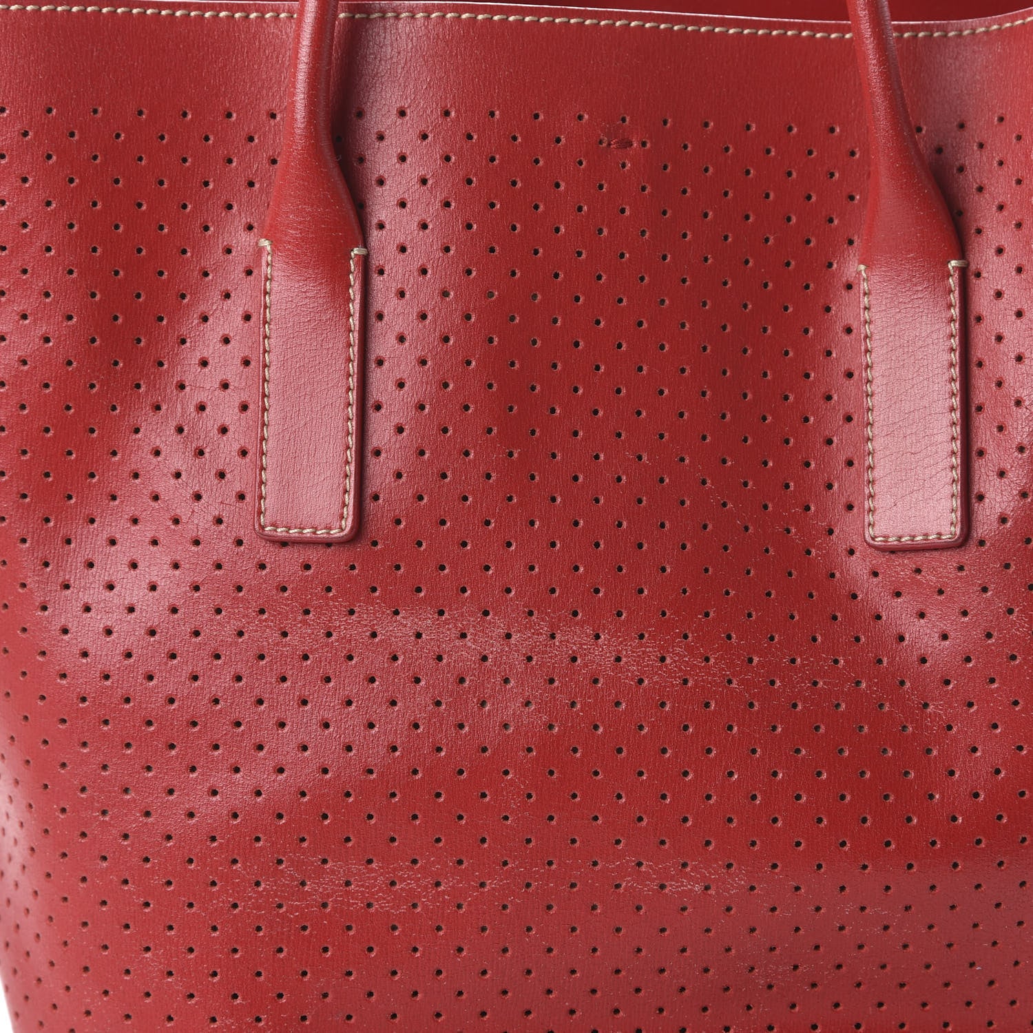 Prada Vitello Drive Perforated Perforated Tote Fuoco 9 of 11