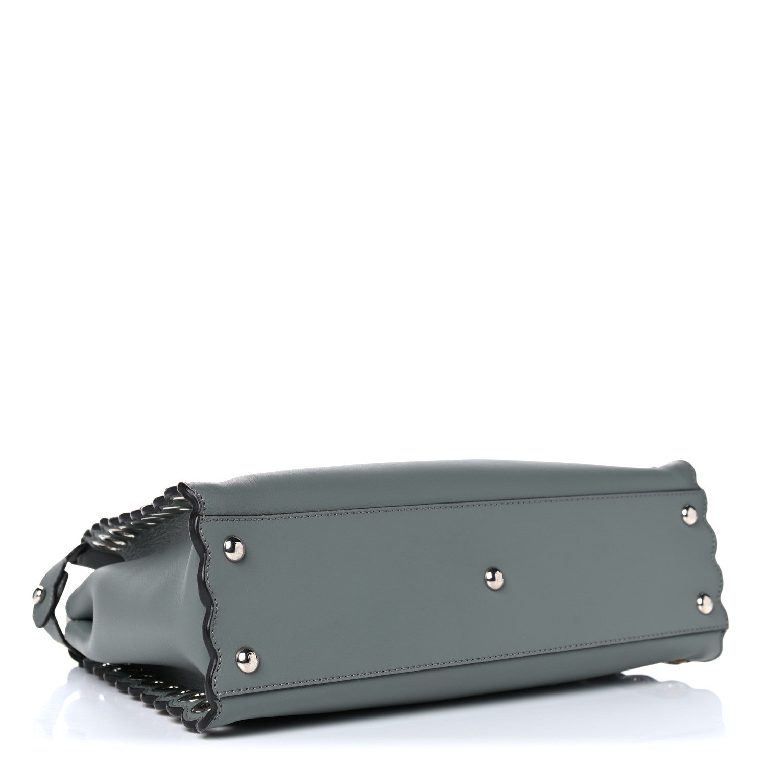 Fendi Vitello Seta Elaphe Nappa Grommet Medium Peekaboo Iconic Satchel Grey 3 of 14